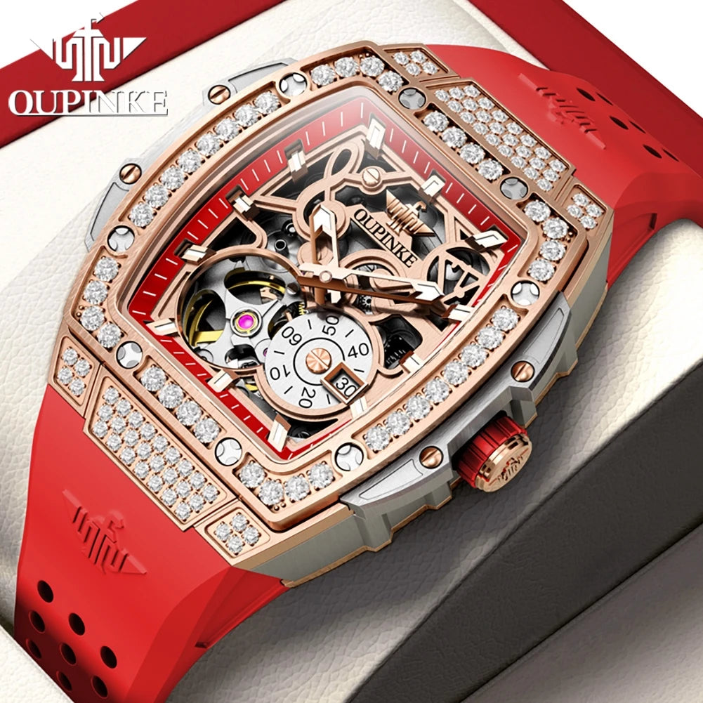 OUPINKE 3220 Montre Femme Automatique Papillon Diamants Saphir Lumineux 50M – CLEVI Paris