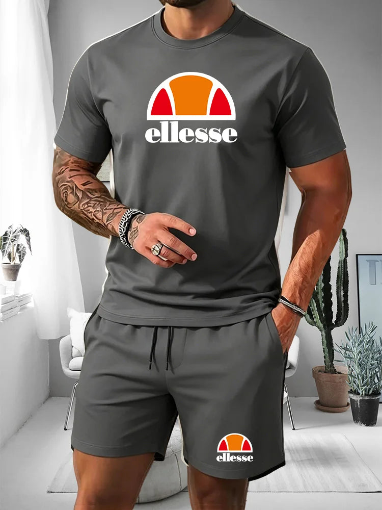 Ensemble 2 Pièces Homme T-shirt Col Rond + Short Cordon Été 2026 – Casual Sport, 20 Coloris, S à XXL – CLEVI Paris