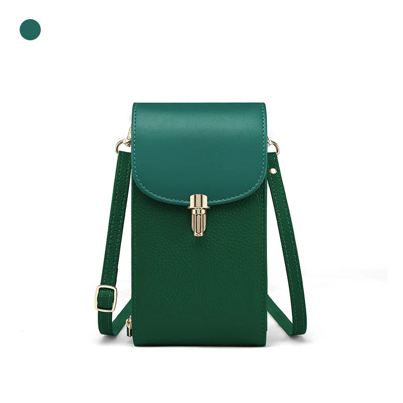 Sac Bandoulière Femme en Cuir Véritable – 8 Compartiments Carte, Poche Zippée