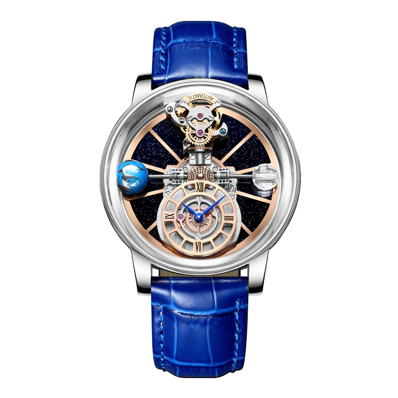 Montre Homme HAEMMER Celestial – Boîtier Transparent, Bracelet Cuir Quartz