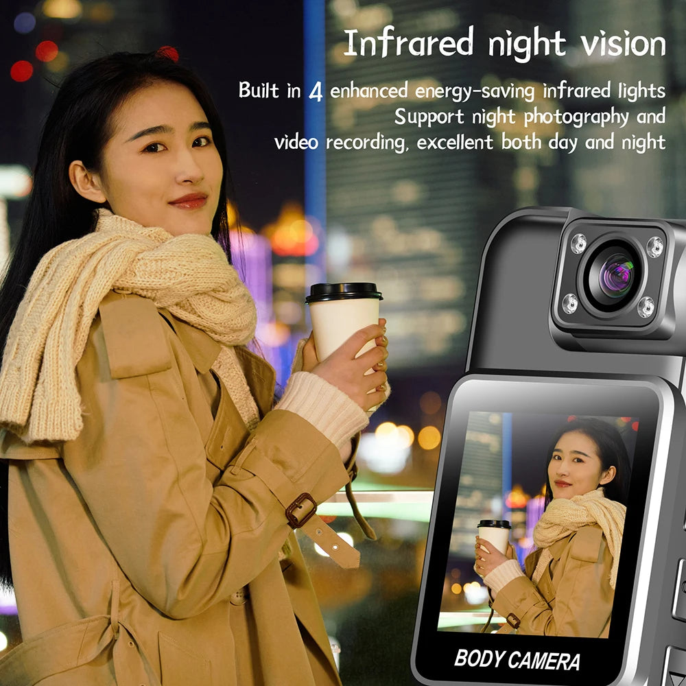 Mini Caméra Corporelle Occkic – 4K WiFi Hotspot Vision Nocturne IR 8h Écran 1,54" Clip Dorsal Sport Police – CLEVI Paris