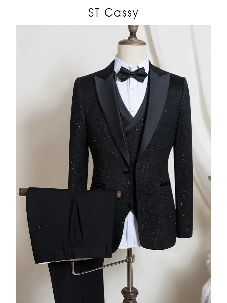 Costume homme noir 3 pièces – CLEVI Paris