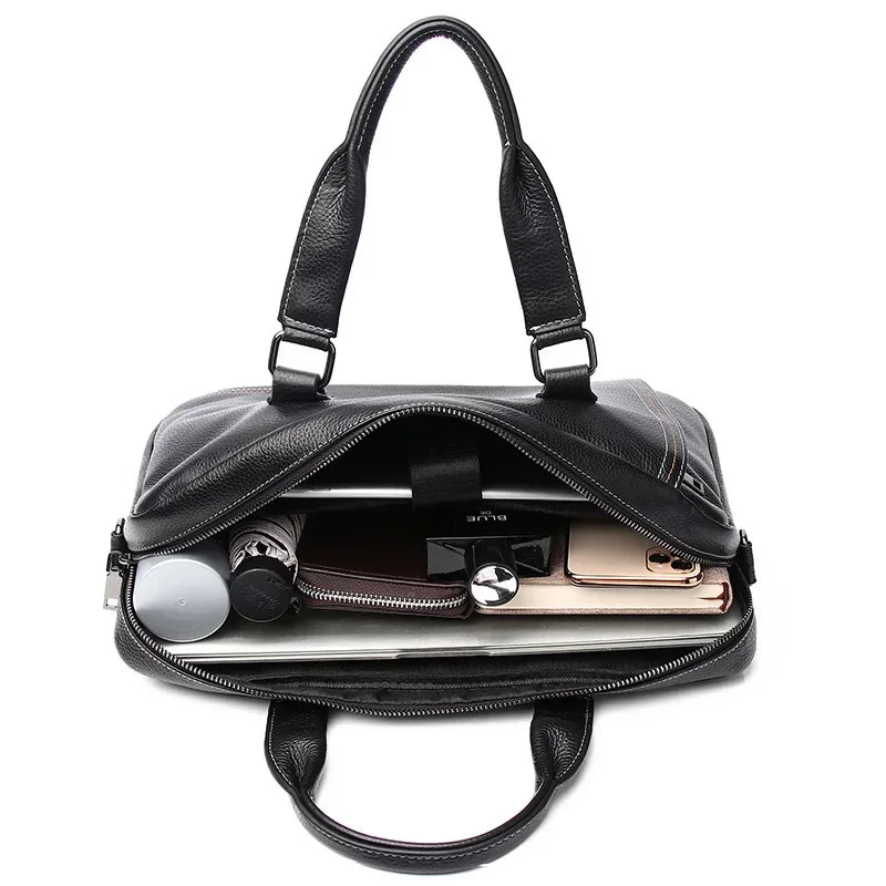 Porte-Documents Homme Cuir Vache Véritable Rayé 14” 39x27cm – CLEVI Paris
