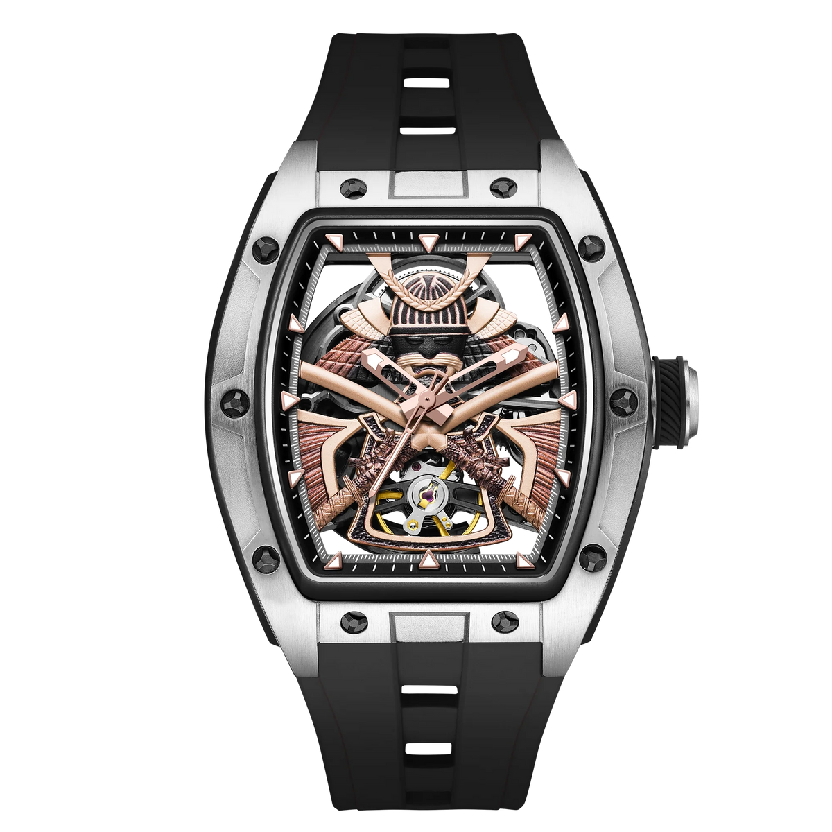 MEGIR 198-5 Montre Homme Automatique Squelette Tourbillon Silicone Lumineux 30M – CLEVI Paris