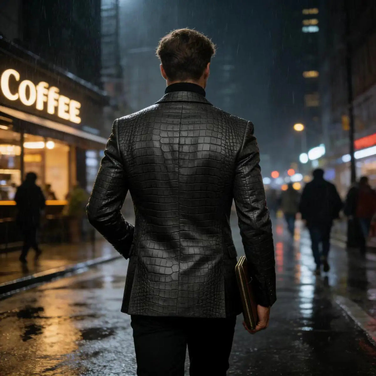Blazer homme simili cuir crocodile à 2 boutons – CLEVI Paris