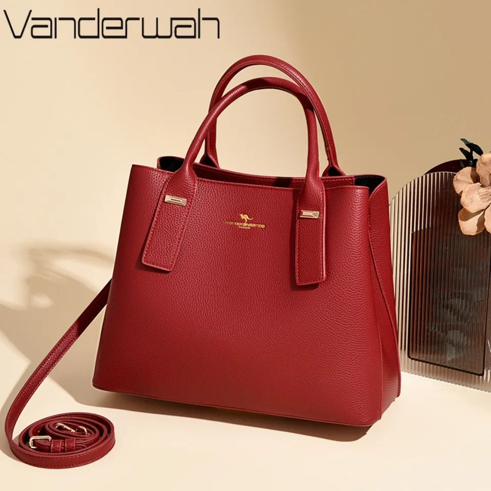 Sac Bandoulière Femme Cuir Microfibre 3 Couches Grande Capacité – CLEVI Paris