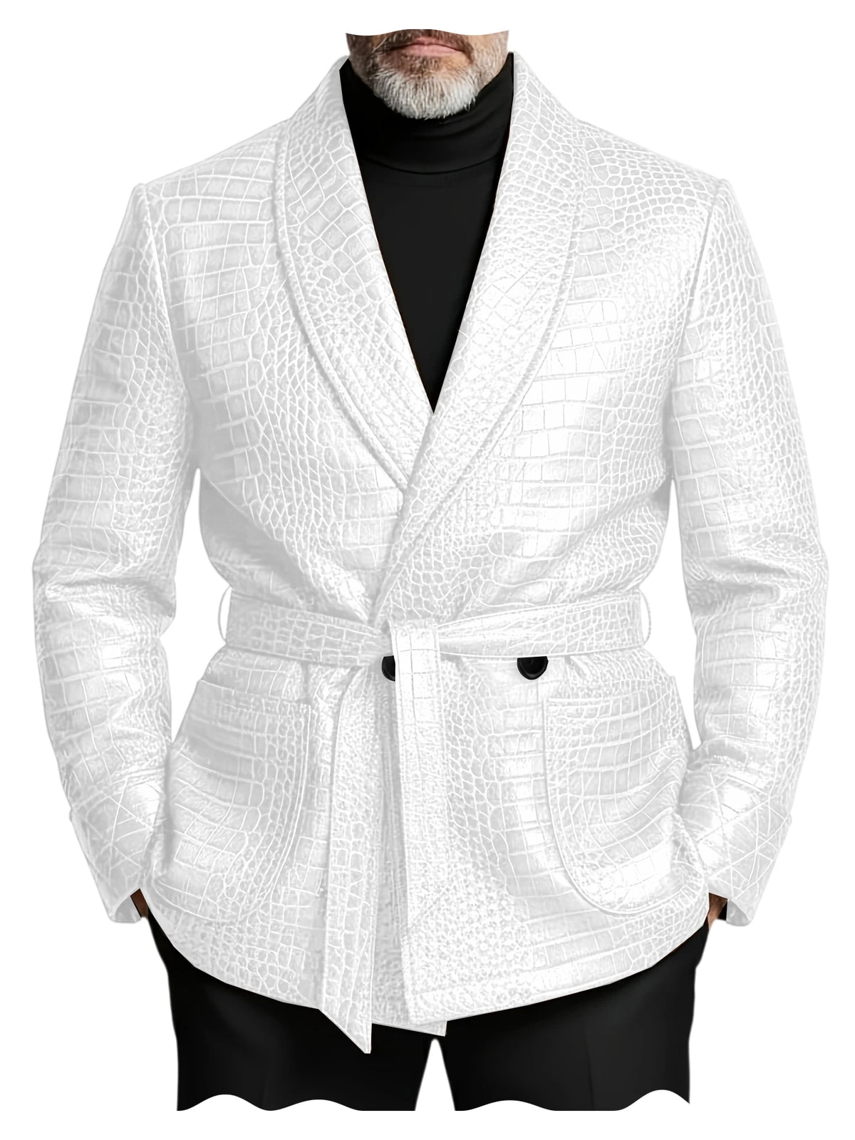 Blazer homme ceinturé à motif crocodile – CLEVI Paris