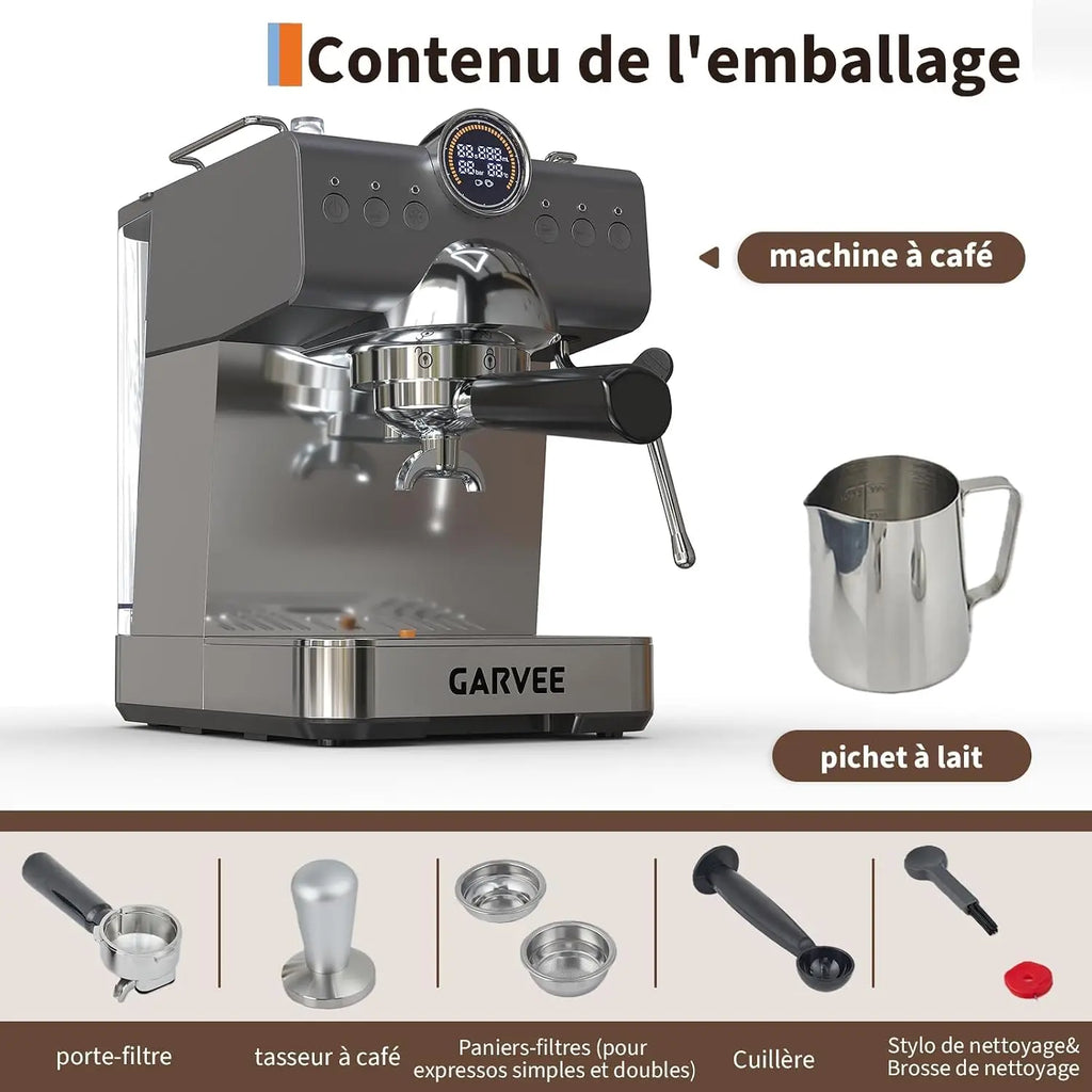 Machine à expresso 20 bars, réservoir 1,5 L – CLEVI Paris