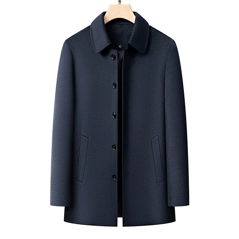 Manteau homme en laine bleu foncé – CLEVI Paris