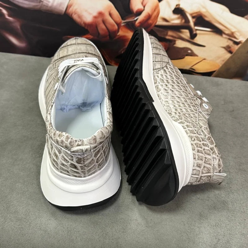 Sneakers basses homme grises à lacets – CLEVI Paris