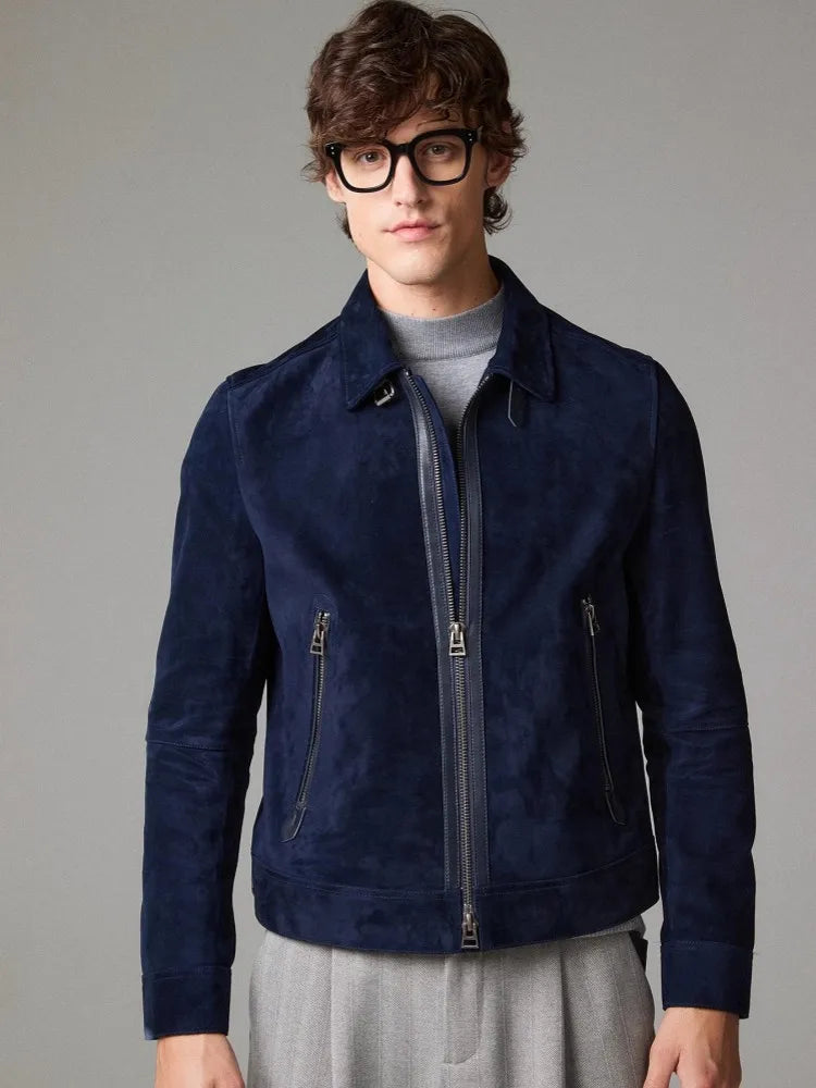 Veste homme en daim à coupe cintrée – CLEVI Paris