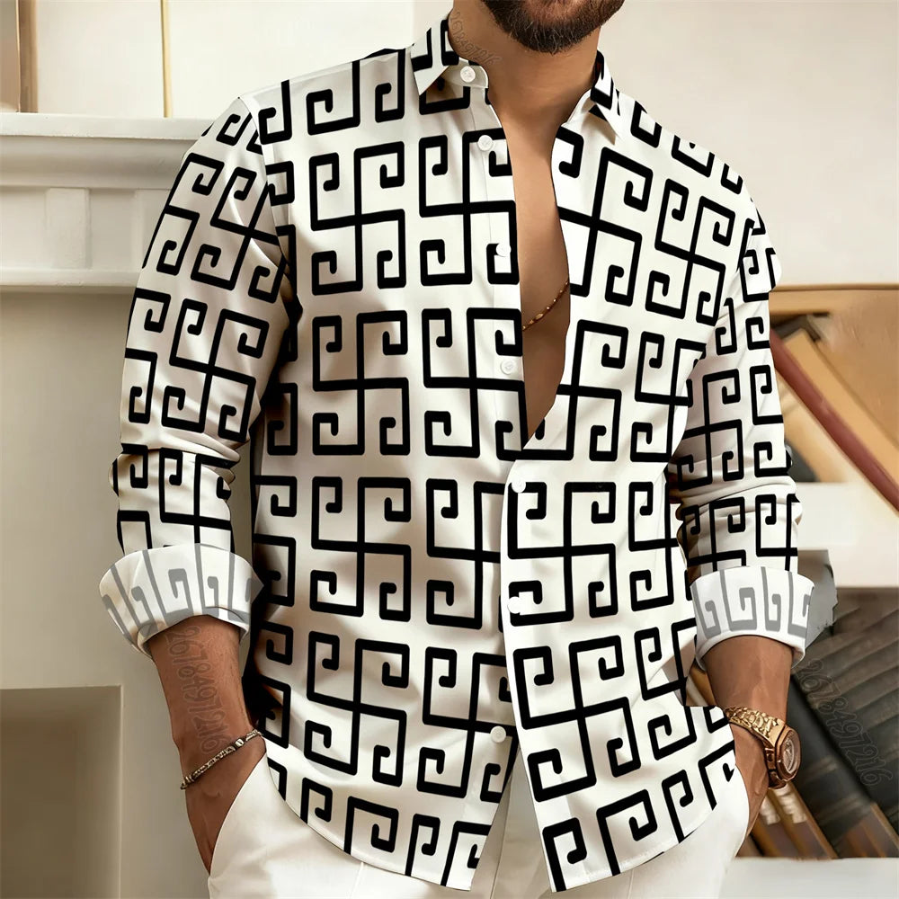 Chemise imprimée homme manches longues – CLEVI Paris