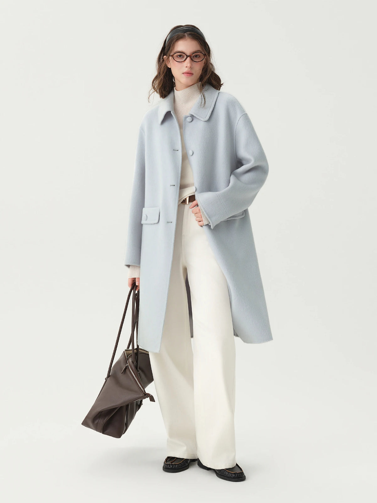 Manteau femme DUSHU laine double face trapèze – CLEVI Paris