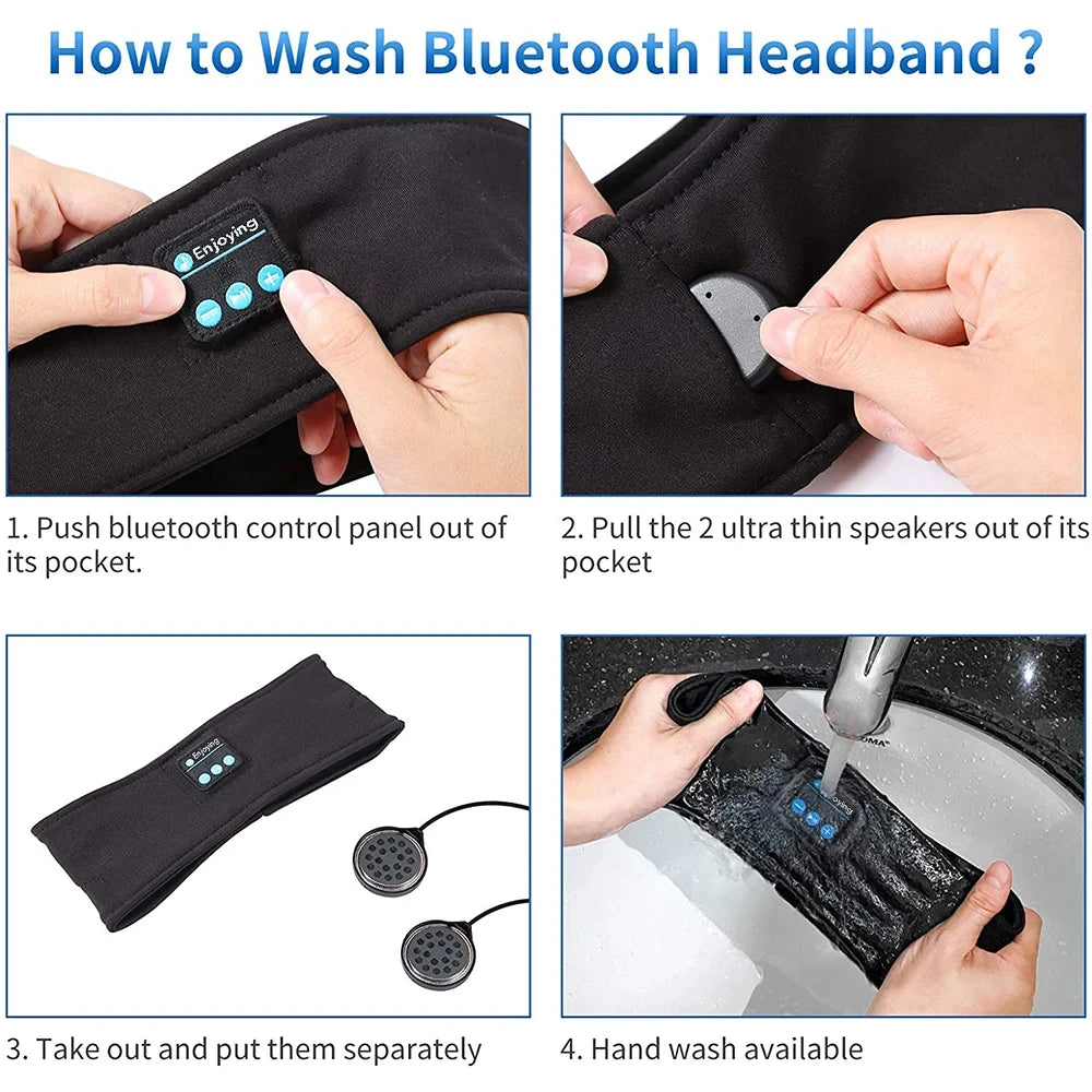 Bandeau Sommeil Bluetooth 5.0 Masque Yeux Musique 10h – CLEVI Paris
