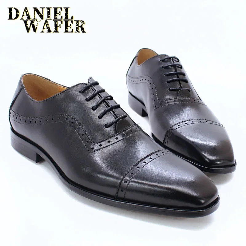 Oxford brogue homme en cuir à lacets – CLEVI Paris