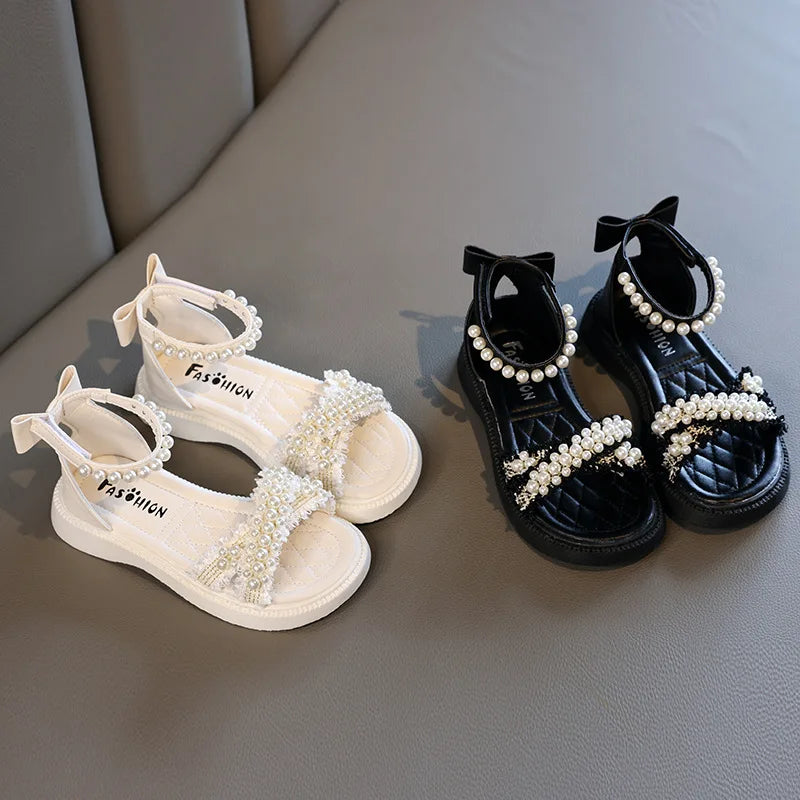 Sandales fille à nœud et perles décoratives – CLEVI Paris