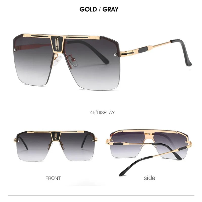 Lunettes de Soleil Carrées Sans Monture Dégradé UV400 Unisexe – CLEVI Paris