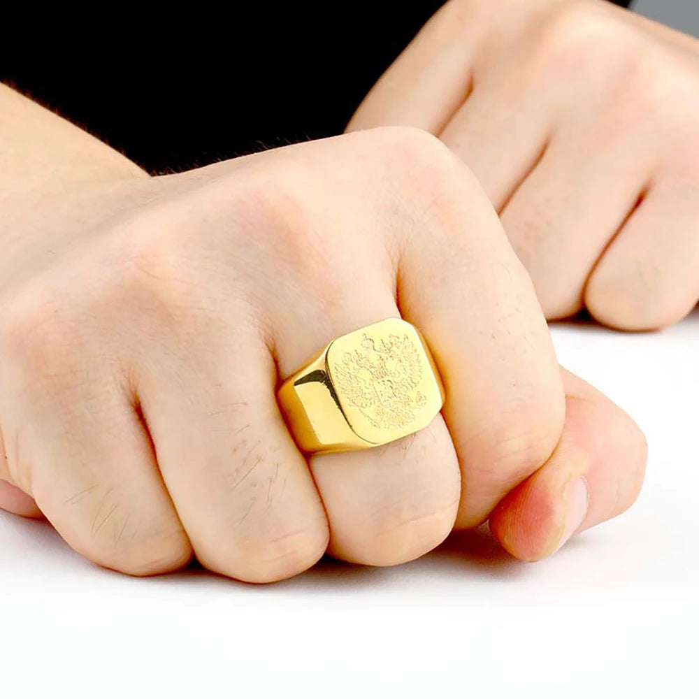 Bague double aigle en acier 316L – CLEVI Paris