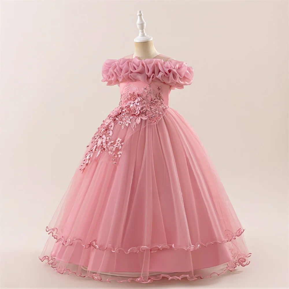Robe fille rose foncé à paillettes – CLEVI Paris