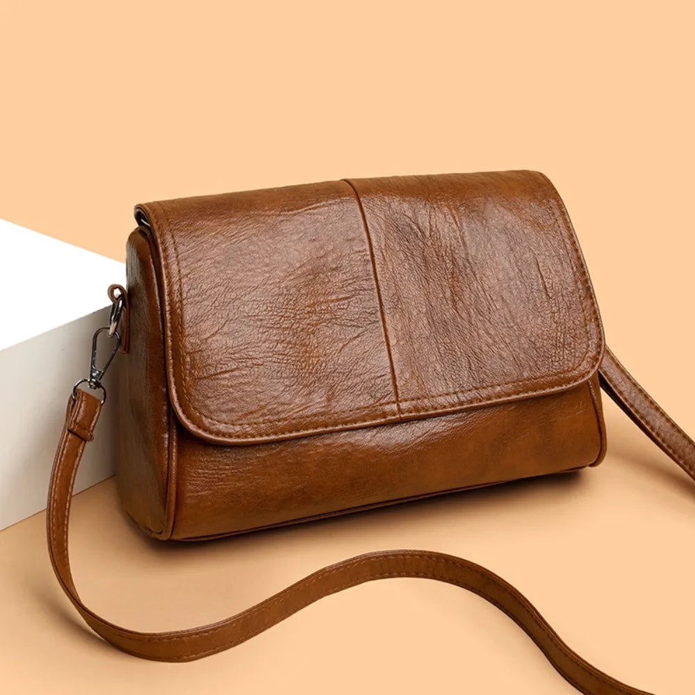 Sac Bandoulière Femme Cuir PU Vintage Rabat Rétro Bretelle Réglable – CLEVI Paris