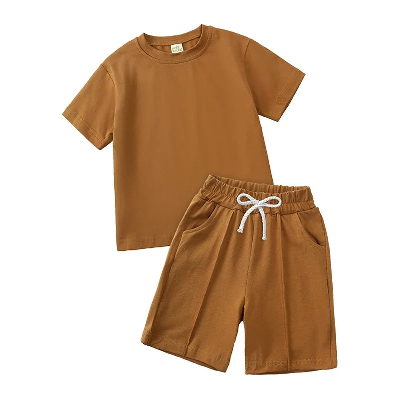 Ensemble enfant uni T-shirt et short à plis – CLEVI Paris