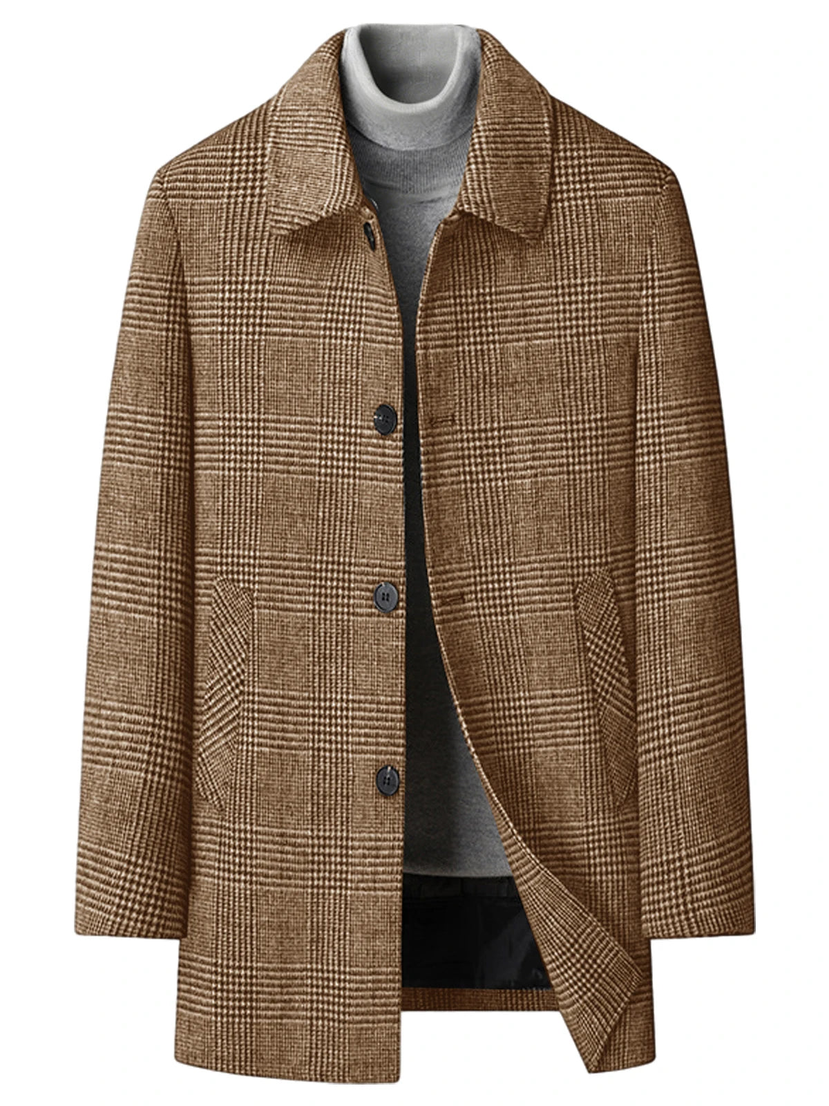 Manteau homme à carreaux en laine mélangée – CLEVI Paris