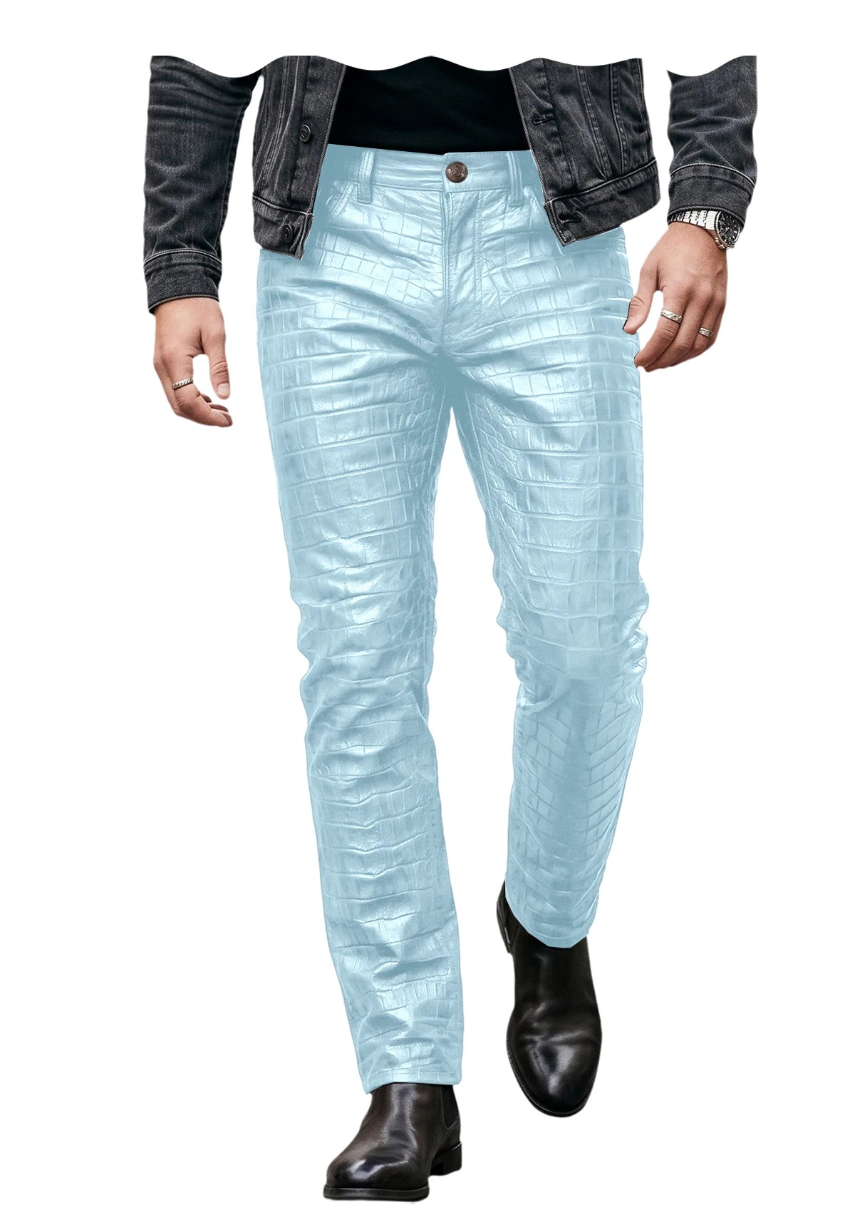 Pantalon effet cuir crocodile homme – CLEVI Paris