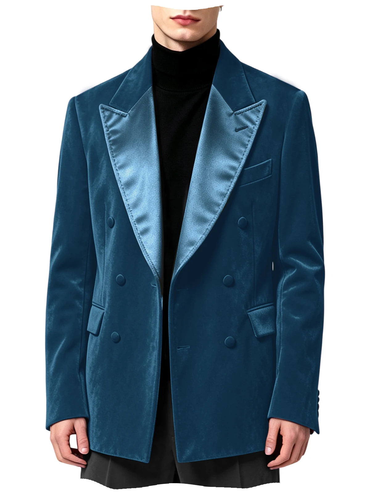 Blazer homme velours croisé à revers satinés – CLEVI Paris