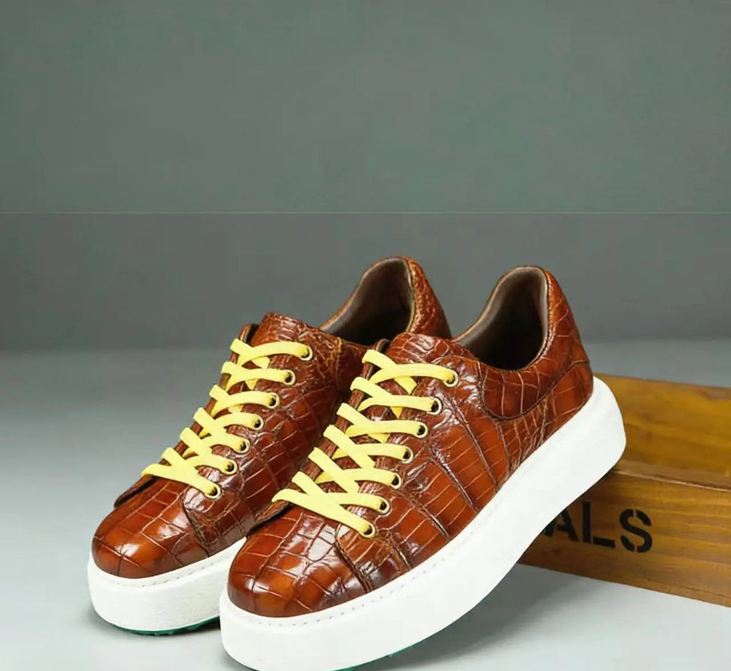 Sneakers basses homme brunes à lacets – CLEVI Paris