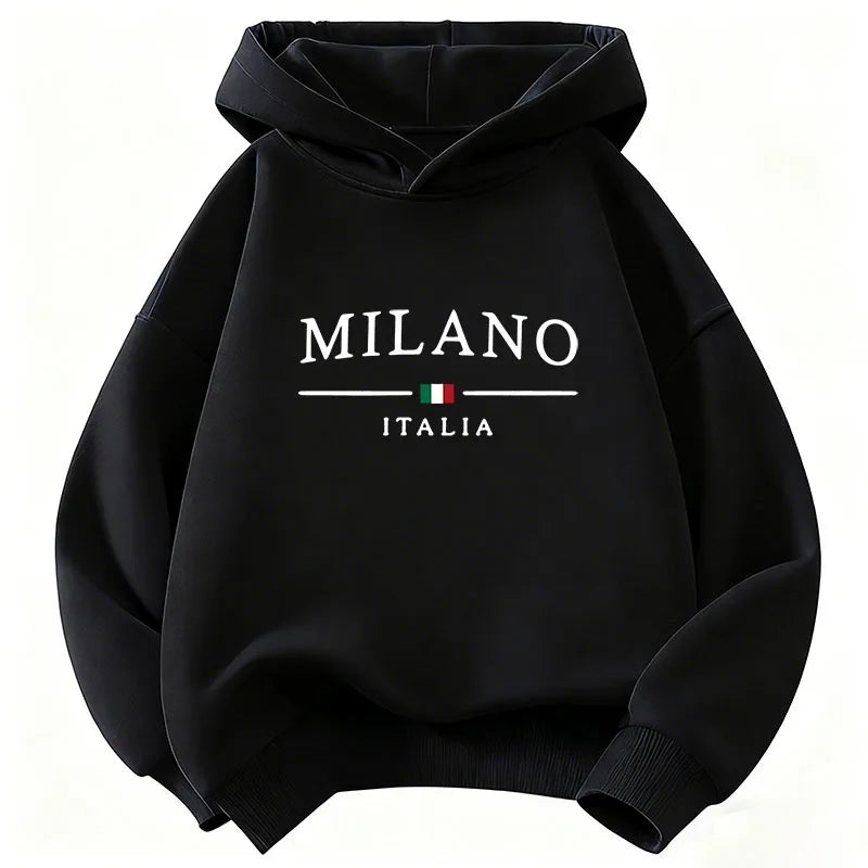 Sweat enfant à capuche imprimé Milano – CLEVI Paris