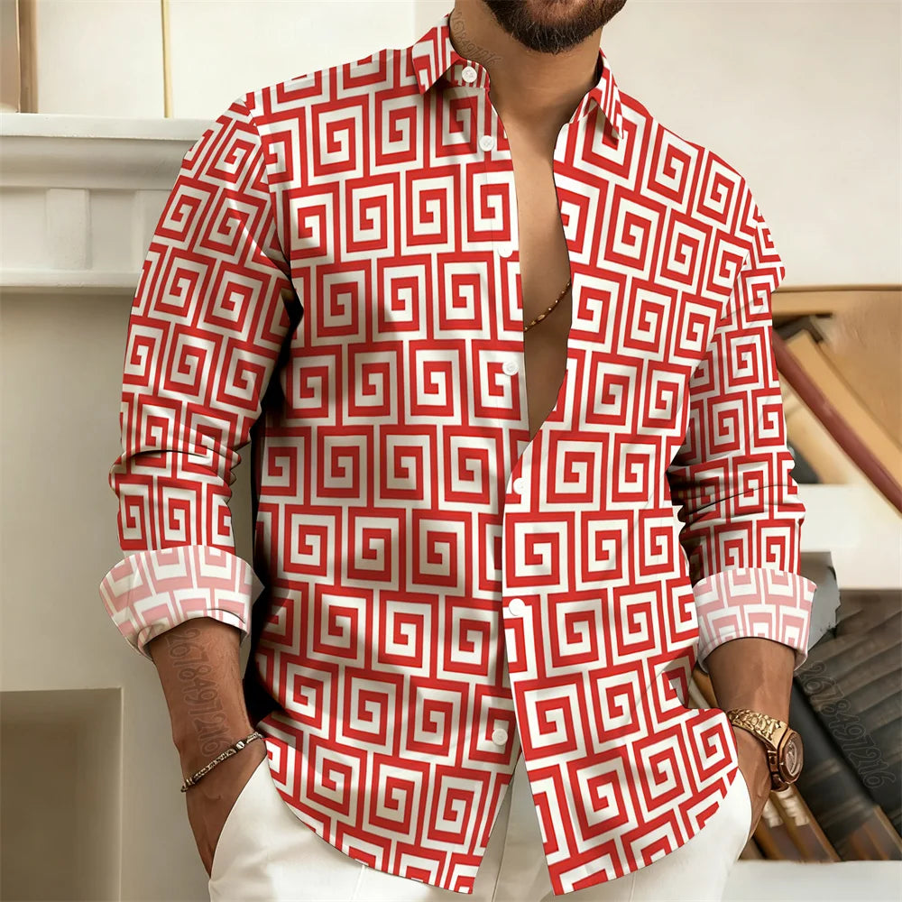 Chemise imprimée homme manches longues – CLEVI Paris