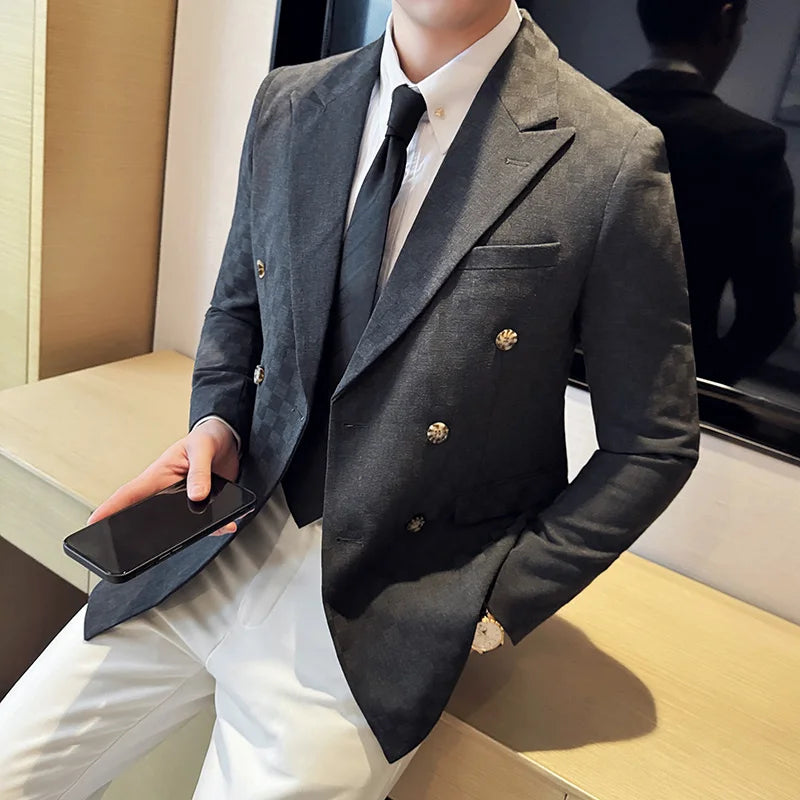 Blazer homme croisé à carreaux – CLEVI Paris