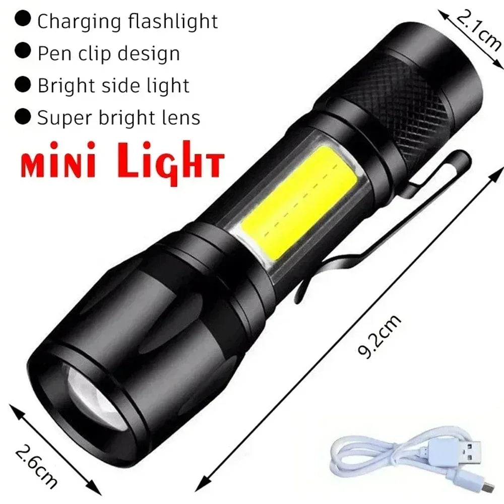 Lampe Torche LED Tactique Rechargeable USB Zoom 1500m – CLEVI Paris