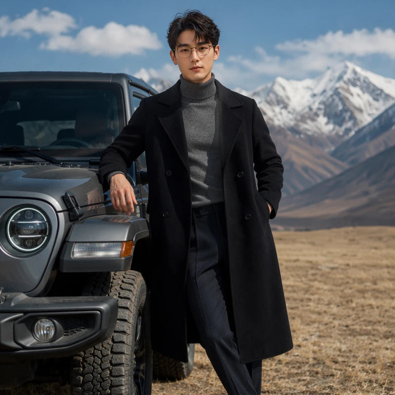 Manteau homme en laine à double boutonnage – CLEVI Paris