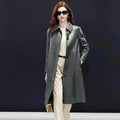 Manteau long femme cuir de mouton ceinturé – CLEVI Paris