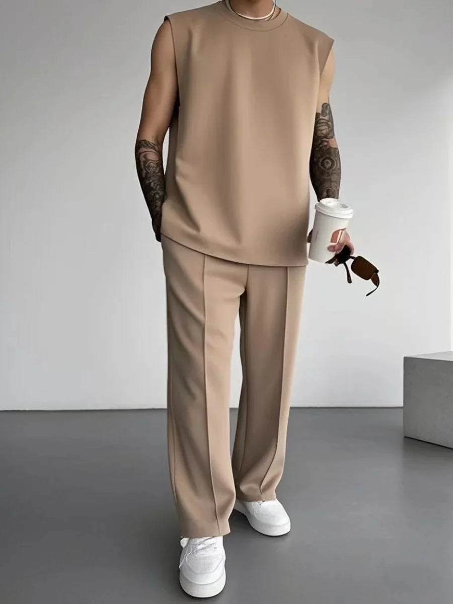 Ensemble 2 Pièces Homme Débardeur + Pantalon Sport Casual Été S-XXL – CLEVI Paris