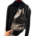 Veste homme en cuir noir à détails zippés – CLEVI Paris