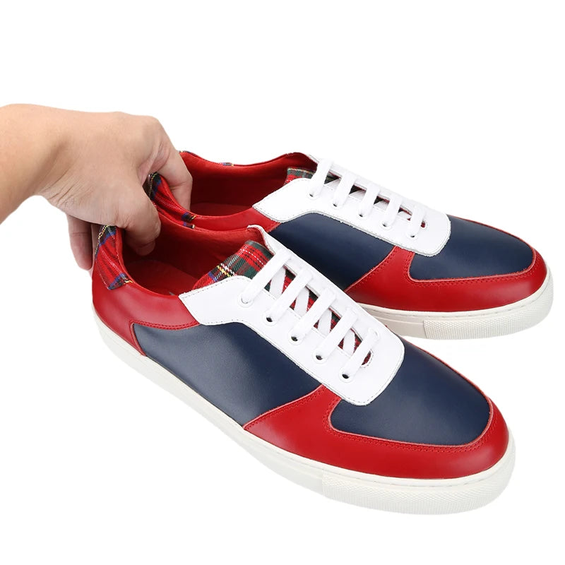Sneakers Cuir Véritable Homme Patchwork Semelle Rehausseé – CLEVI Paris