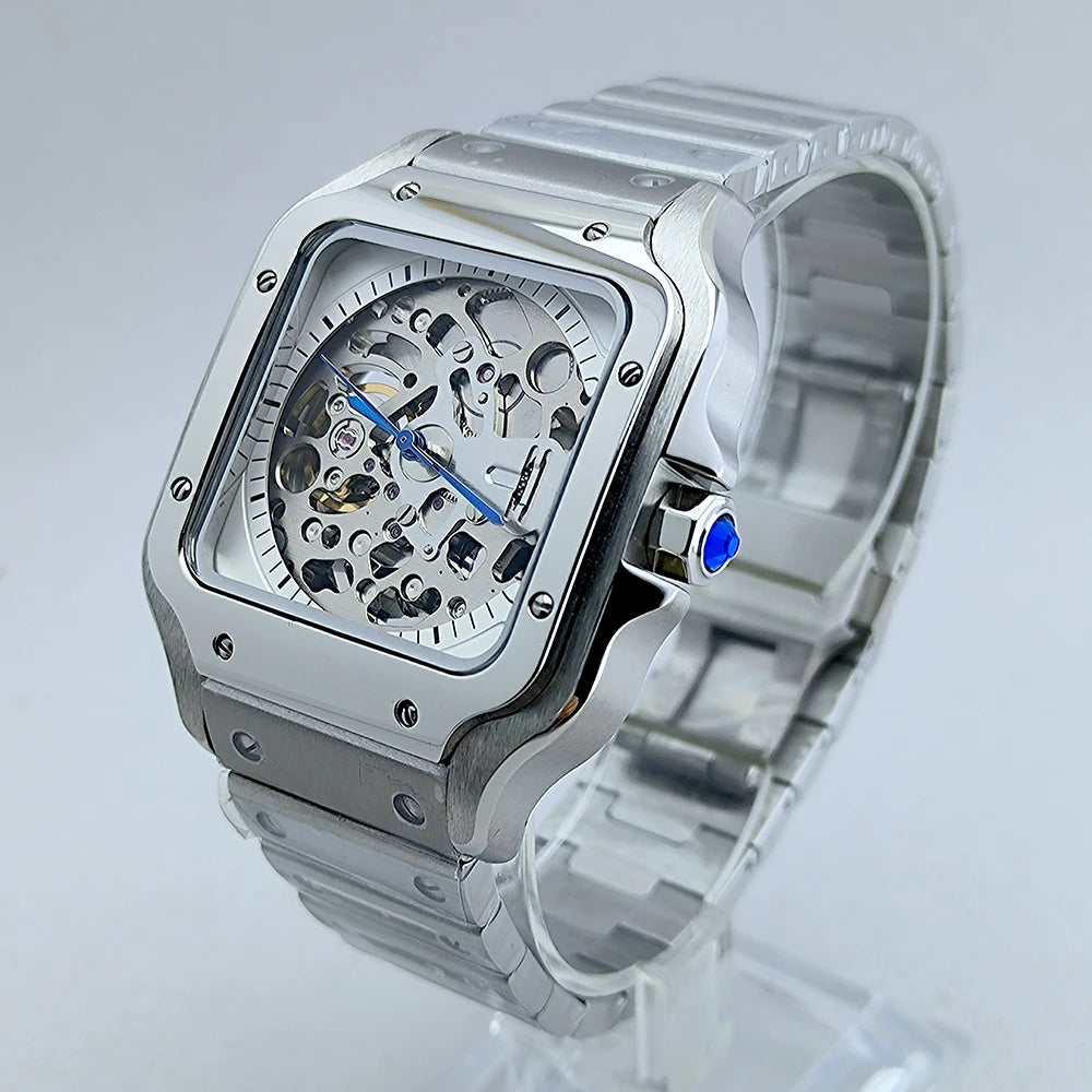 Montre Homme Automatique NH70 38mm – Boîtier Carré Acier 316L Verre Minéral Étanche Bracelet Plié – CLEVI Paris