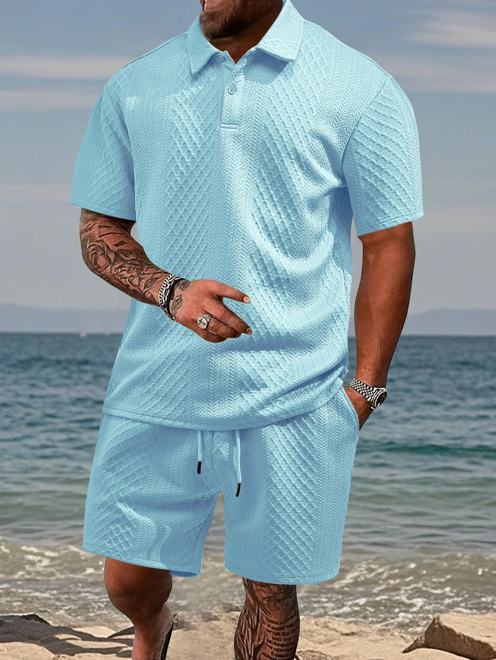 Ensemble homme polo et short de plage – CLEVI Paris