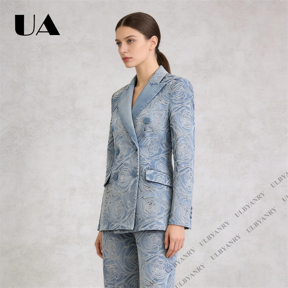 Blazer jacquard femme double boutonnage – CLEVI Paris