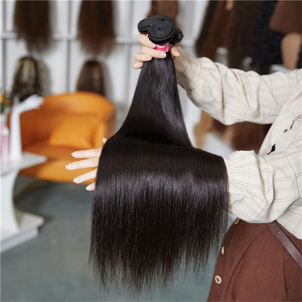 Extensions Cheveux Humains Straight Brésiliennes 100% Remy Hair 1/3/4 Mèches 8-30 Pouces Couleur Naturelle – CLEVI Paris