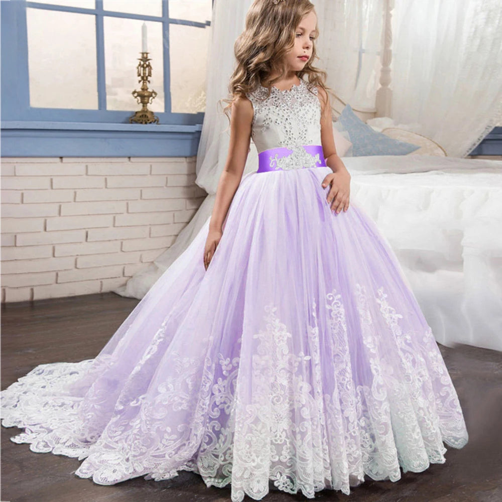 Robe cérémonie fille en dentelle LP-231 – CLEVI Paris
