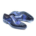 Oxford homme en cuir verni bleu à lacets – CLEVI Paris