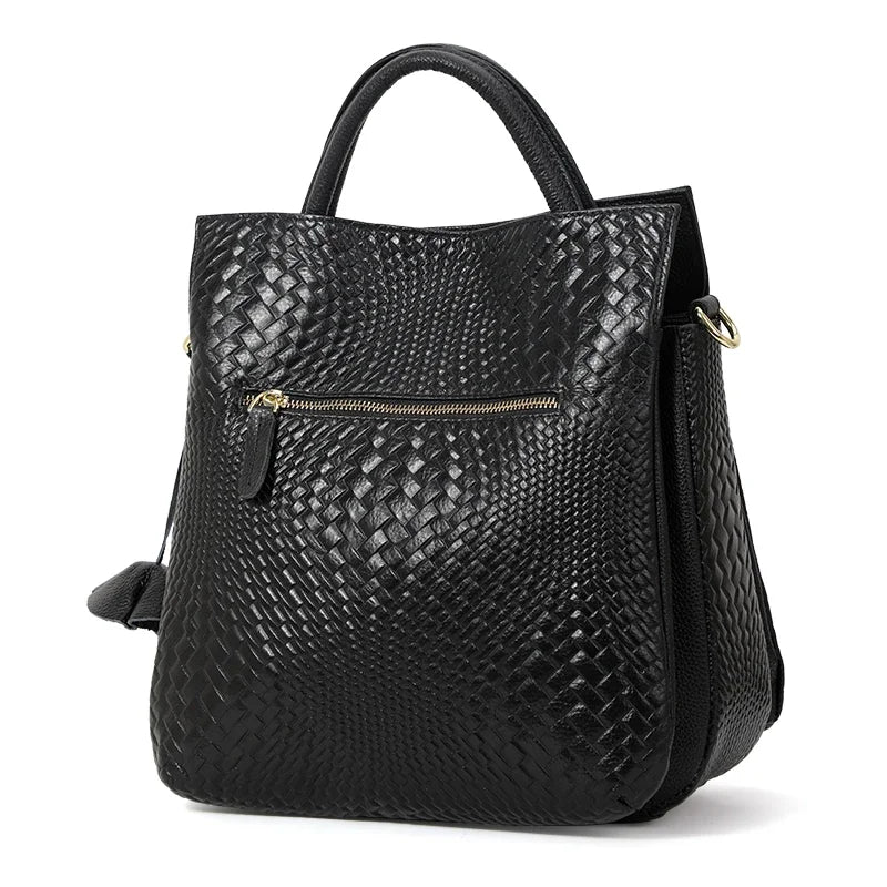 Sac Seau Femme Cuir Véritable Tressé Poche Zippée Bretelle Amovible – CLEVI Paris