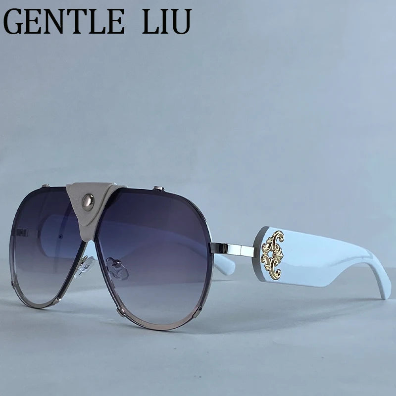 Lunettes de Soleil Oversize Steampunk Pilot Vintage | UV400 Goggle Shield Femme – CLEVI Paris