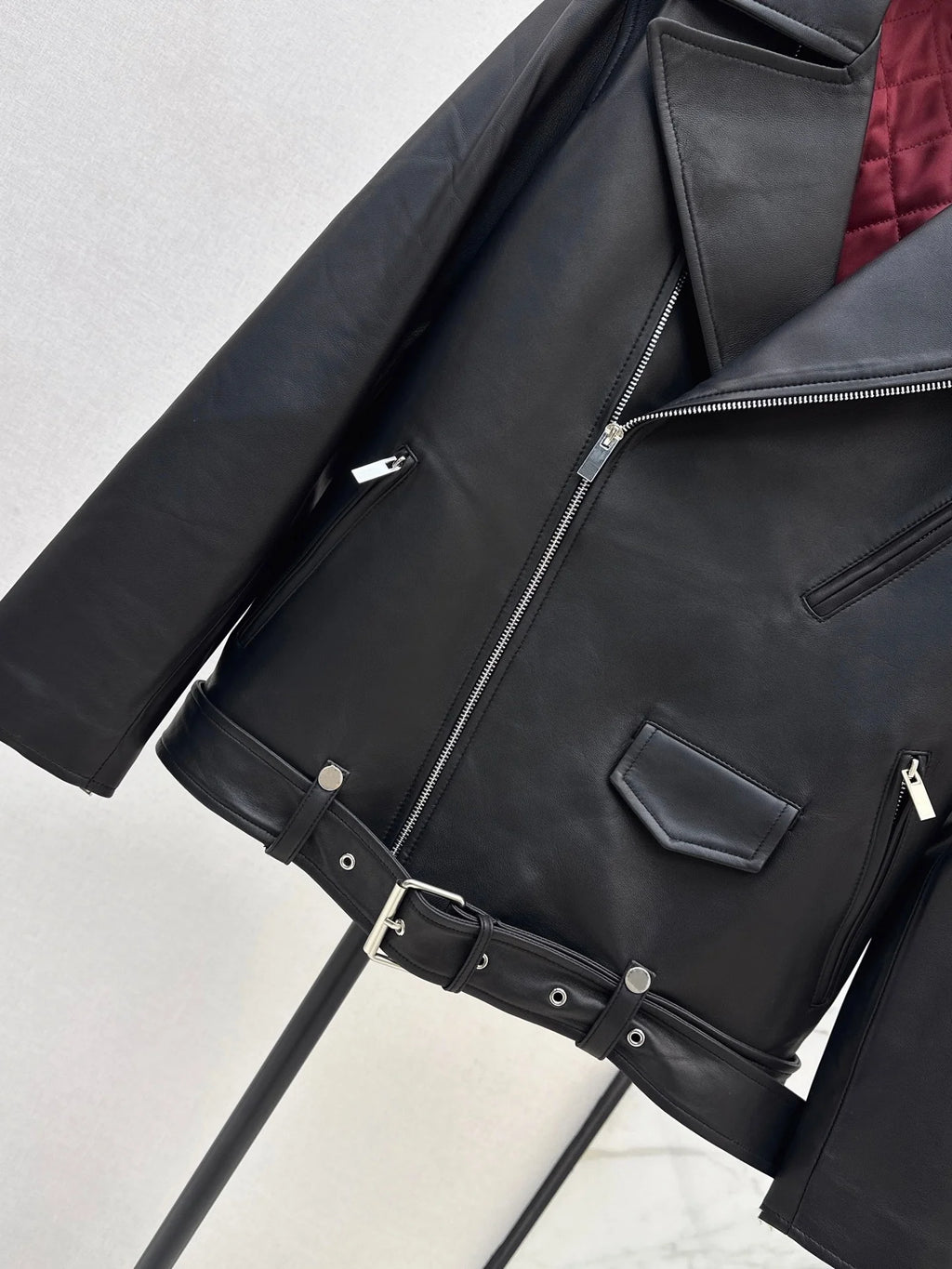 Blouson biker femme en cuir noir – CLEVI Paris