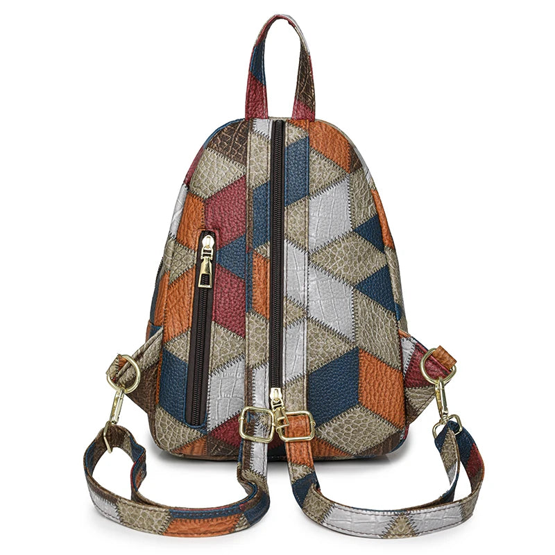 Sac Banane PU Patchwork Femme Retro Multi-Port Casual Chic – CLEVI Paris