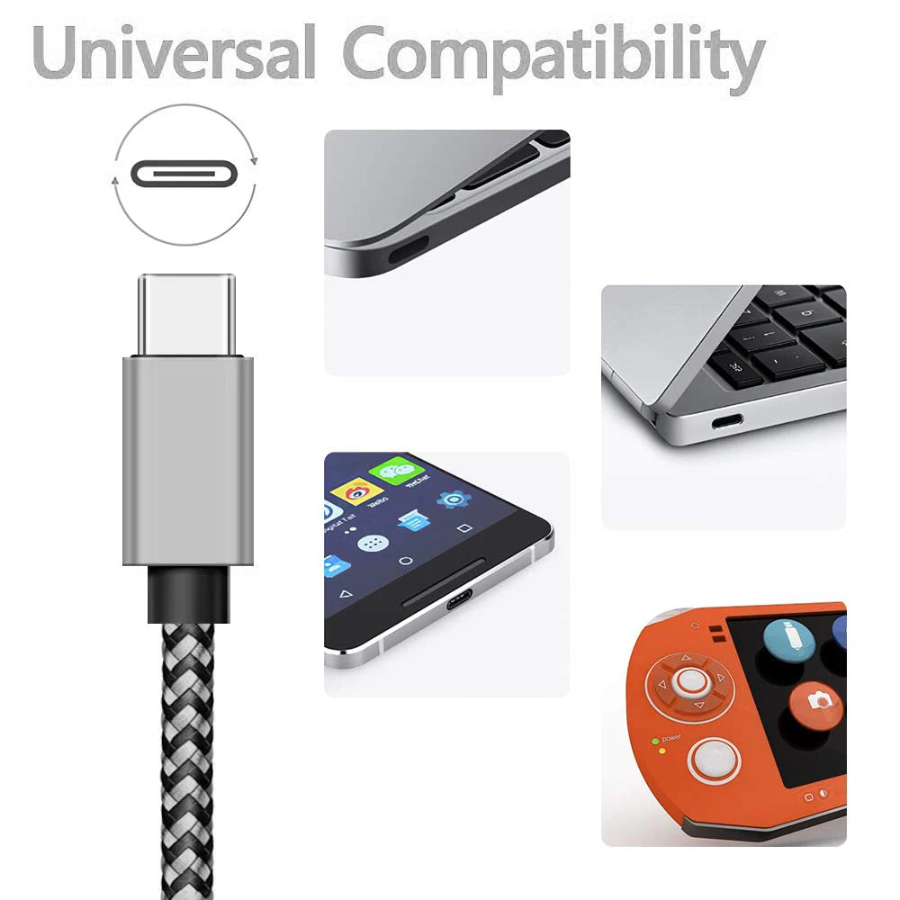 Câble USB-C Nylon Tressé 2,4A Charge Rapide 1m 2m 3m – CLEVI Paris