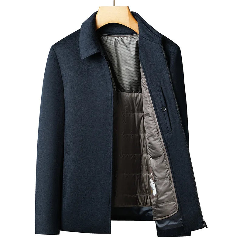 Veste homme laine et cachemire bleu foncé – CLEVI Paris